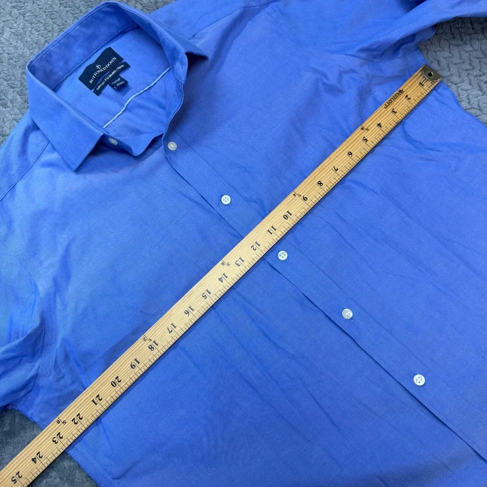 Buttoned Down Dress Shirt Mens 16.5 34 Tailored Fit Blue Cotton Solid LS
